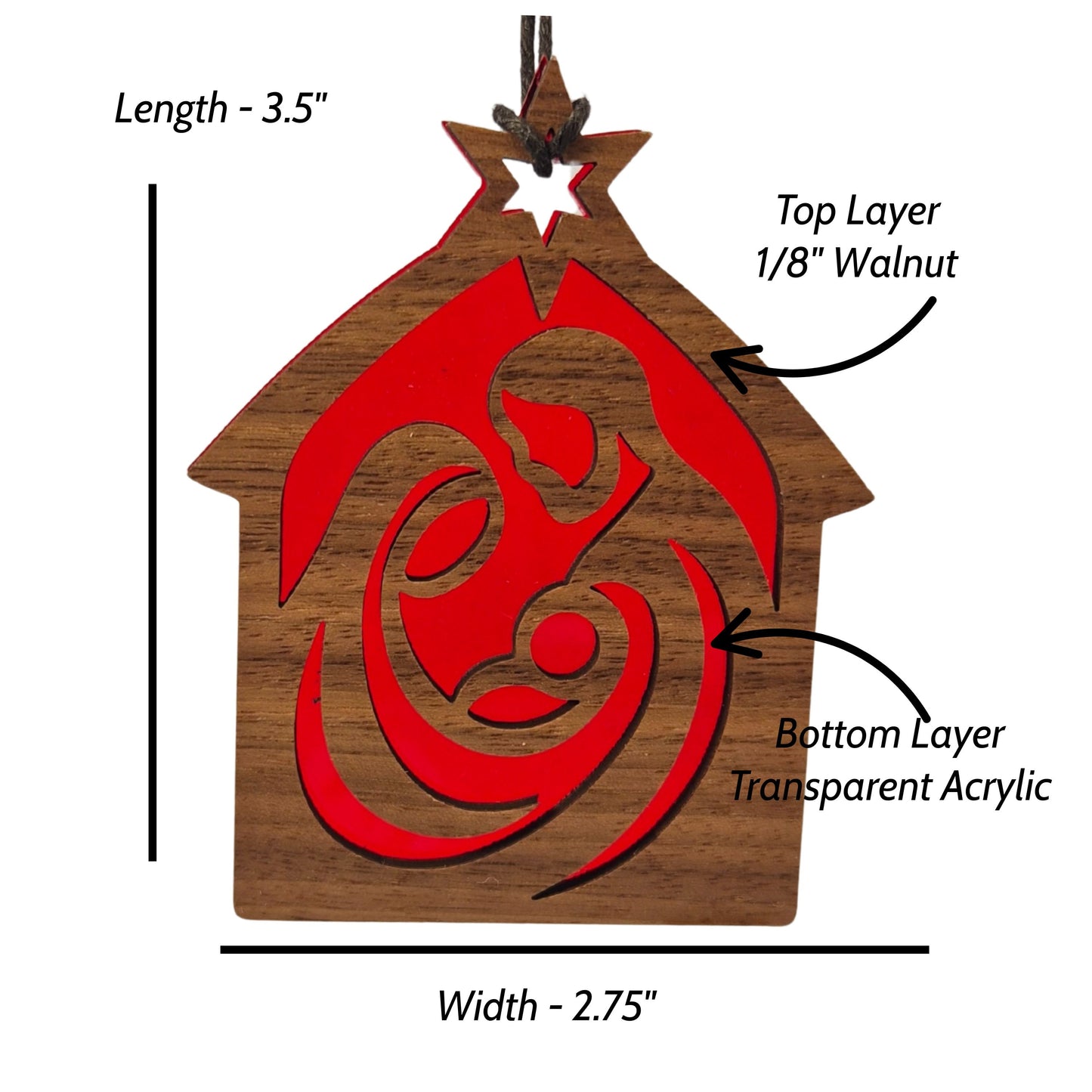 Nativity Scene Short Christmas Tree Ornament