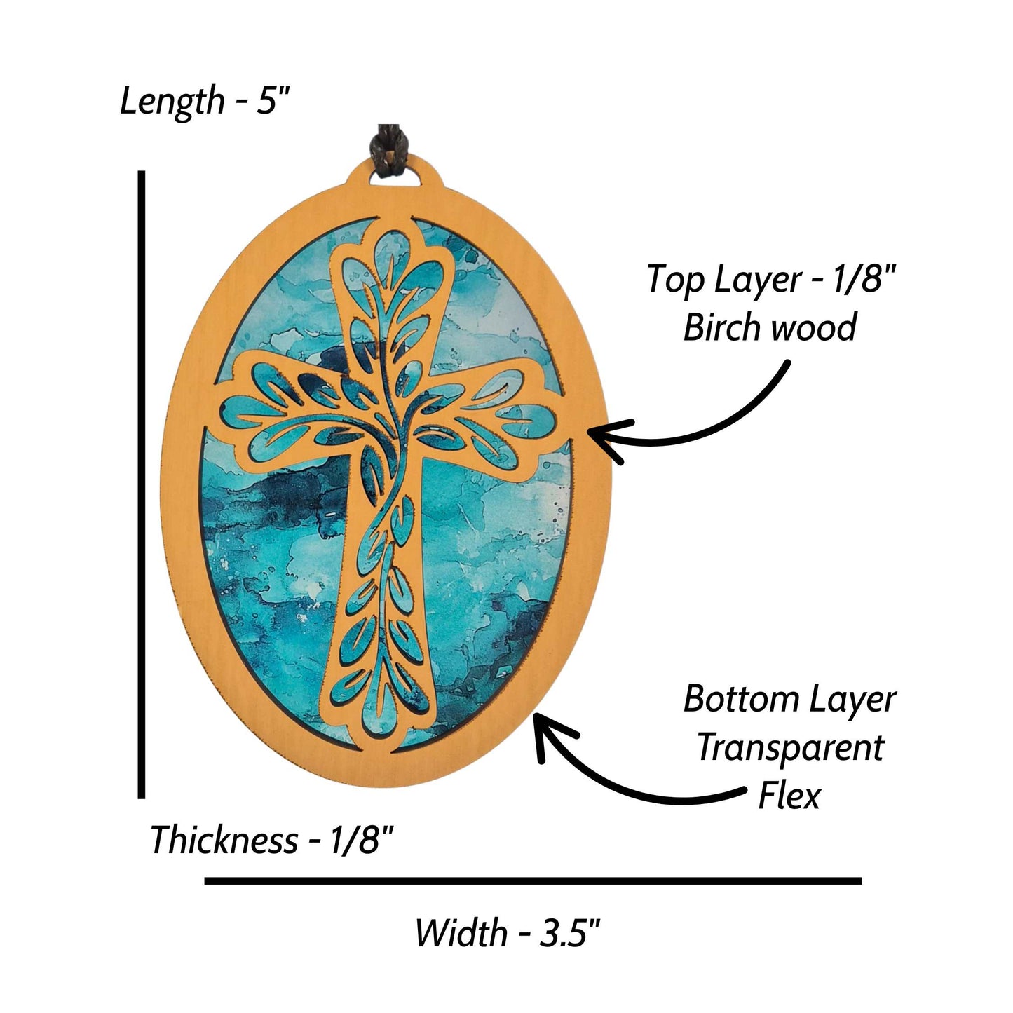Cross Suncatcher Oval Shaped