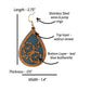 Wood Veneer & Blue Leatherette Floral Teardrop Earrings