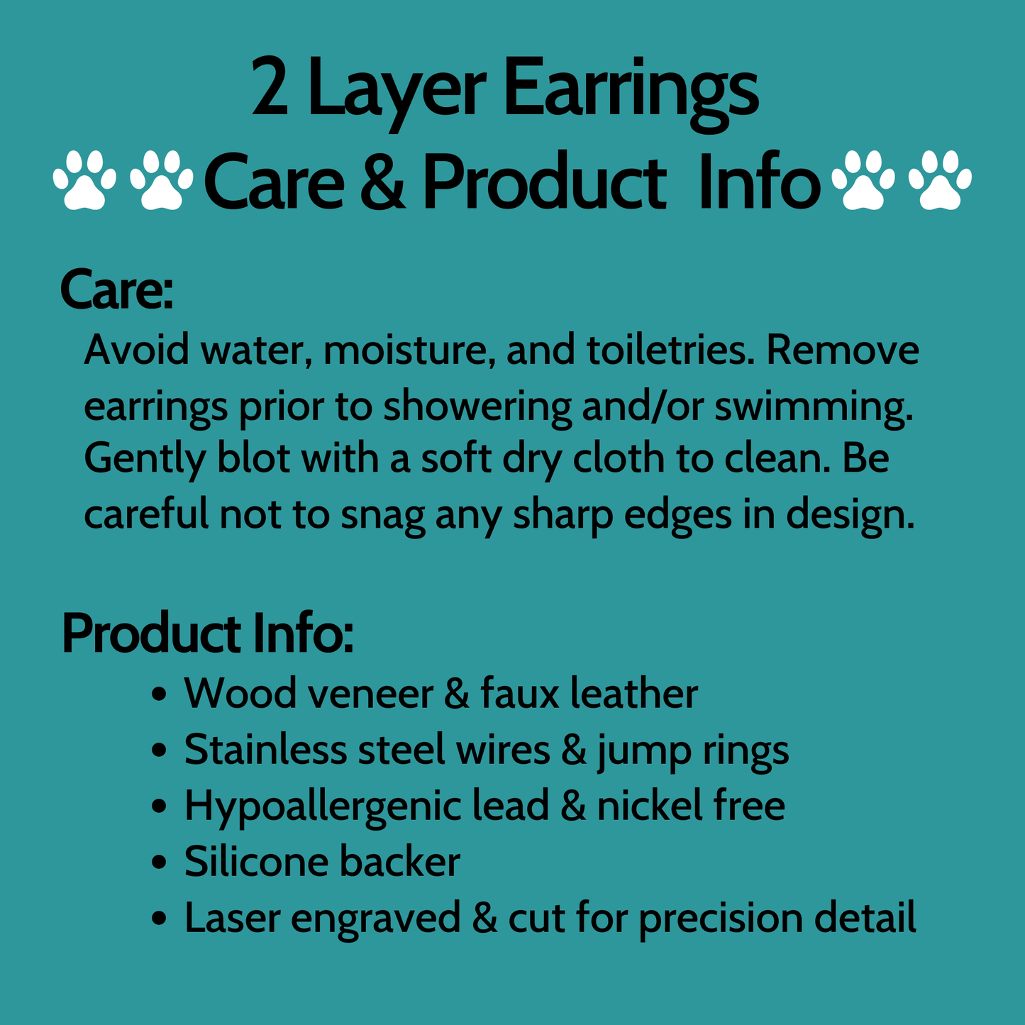 Geometric Wood Veneer & Blue Leatherette Earrings - Club Design