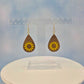 Sunflower Wood Veneer & Yellow Leatherette Dangle Earrings - Simple Front View