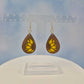 Sunflower Wood Veneer & Yellow Leatherette Dangle Earrings - Detailed Side View