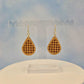 Geometric Wood Veneer & Brown Leatherette Earrings - Circle Design