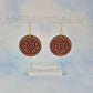 Minimalist Wood Veneer & Red Leatherette Round Earrings