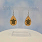 Sea Turtle Top View Maple Wood Veneer & Olive Green Leatherette Earrings