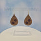 Engraved Wood Veneer & Purple Leatherette Floral Teardrop Earrings