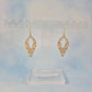 White and Gold Leatherette Dangle Earrings