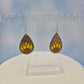 Sunflower Wood Veneer & Yellow Leatherette Dangle Earrings - Detailed Partial Front View