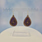 Wood Veneer & Purple Leatherette Floral Teardrop Earrings