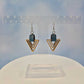 Light Wood Triangle and Blue Leatherette Dangle Earring