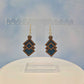 Geometric Walnut Wood Veneer & Blue Leatherette Earrings - 3 styles