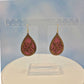 Wood Veneer & Pink Leatherette Floral Teardrop Earrings