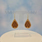 Geometric Cherry Wood Veneer & Brown Leatherette Earrings - Club Design