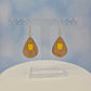 Tulip Flower Cherry Wood Veneer & Yellow Leatherette Earrings