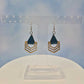Light Wood Polygon and Blue Leatherette Dangle Earrings