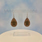 Sea Turtle Top View Walnut Wood Veneer & Olive Green Leatherette Earrings