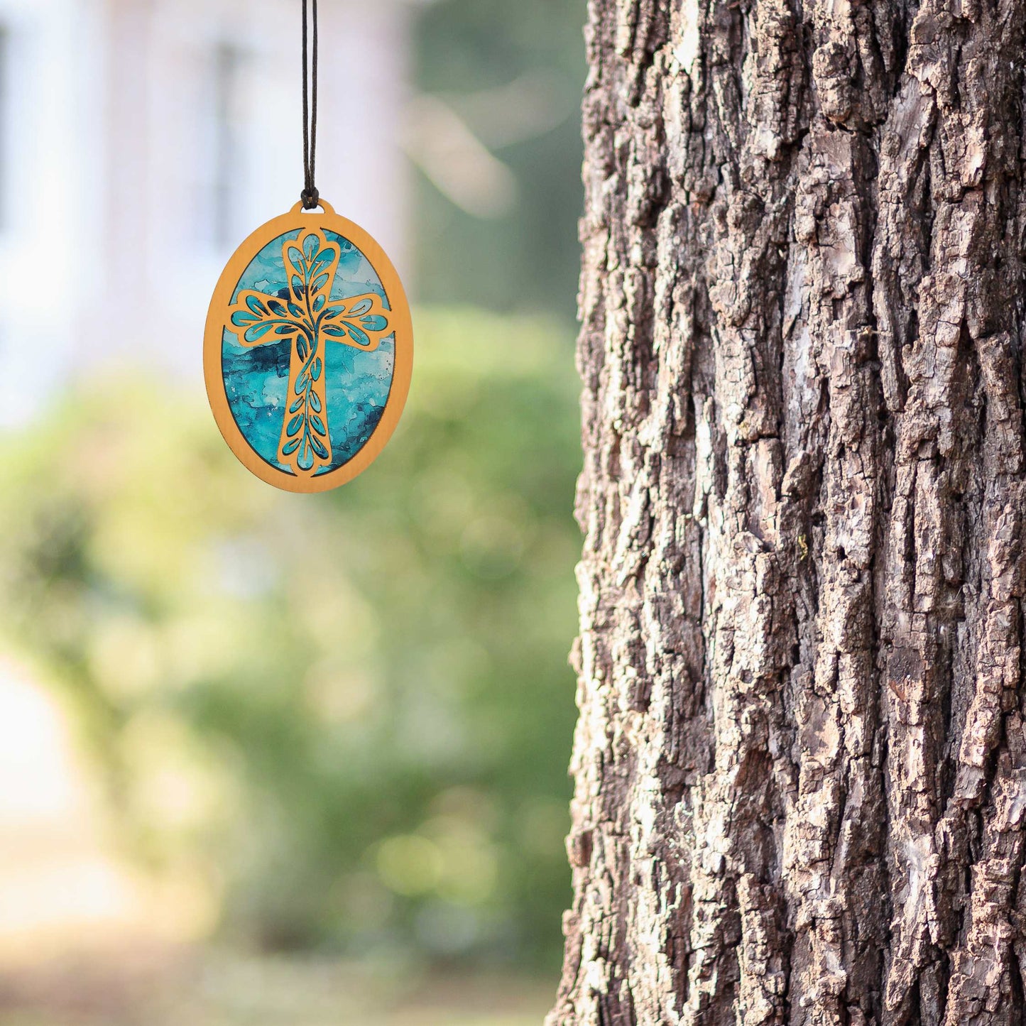 Cross Suncatcher Oval Shaped