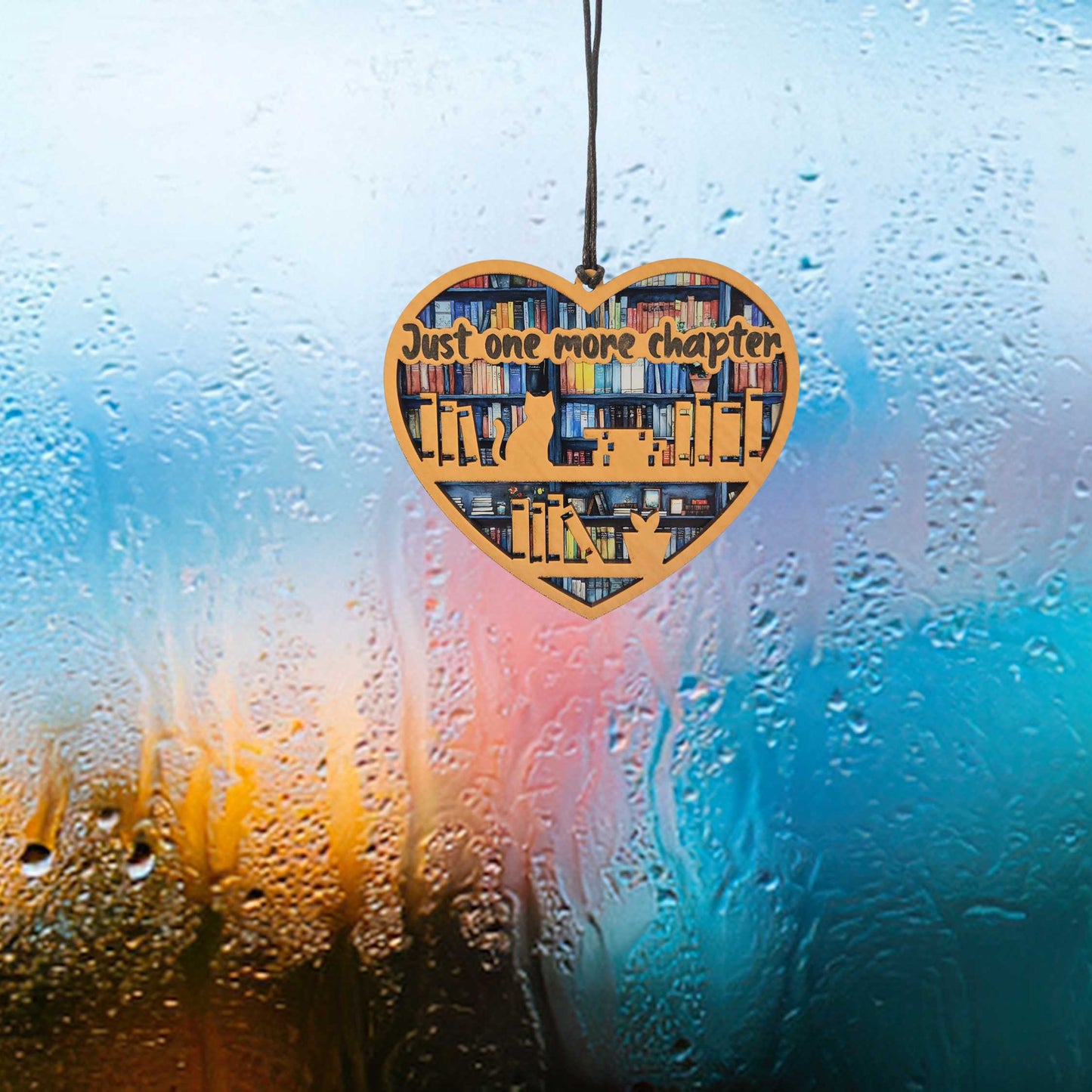 Heart Shaped Book and Cat Lover Suncatcher