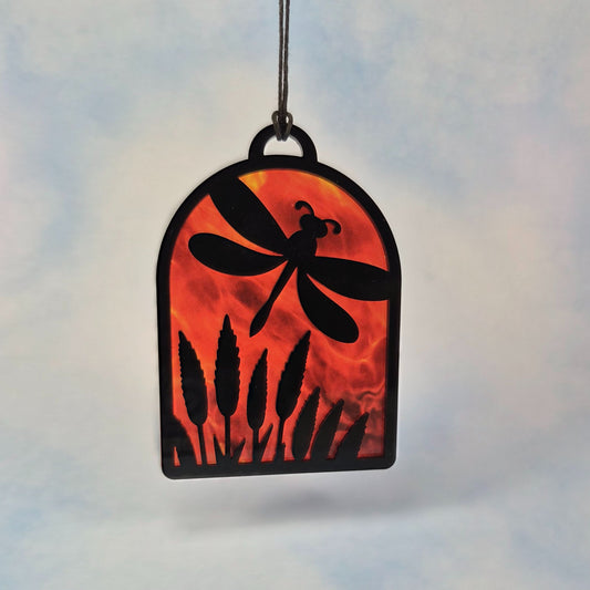 Dragonfly Suncatcher, Small 2 Layer Arched Acrylic and Flex Window Decoration