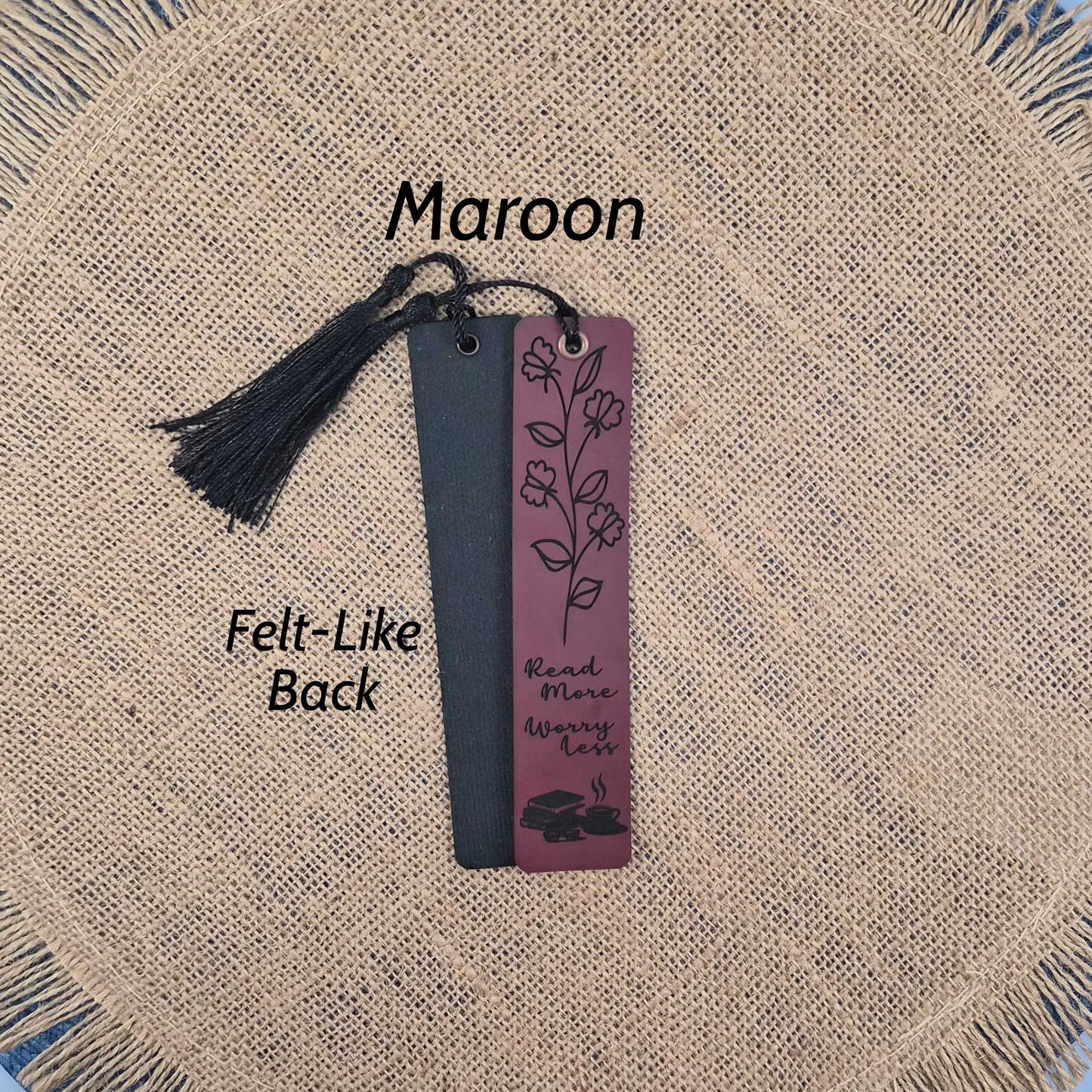 Read More Worry Less Floral Leatherette Bookmark With Tassel