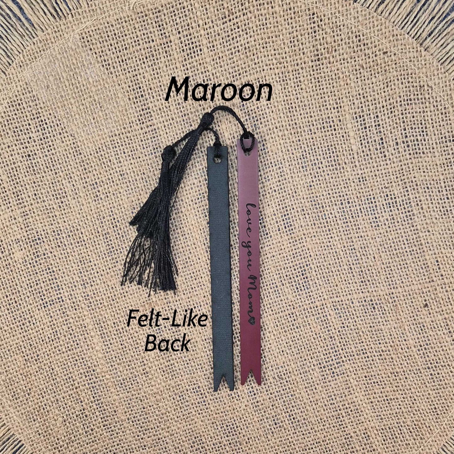 Love You Mom Leatherette Skinny Bookmark with Tassel