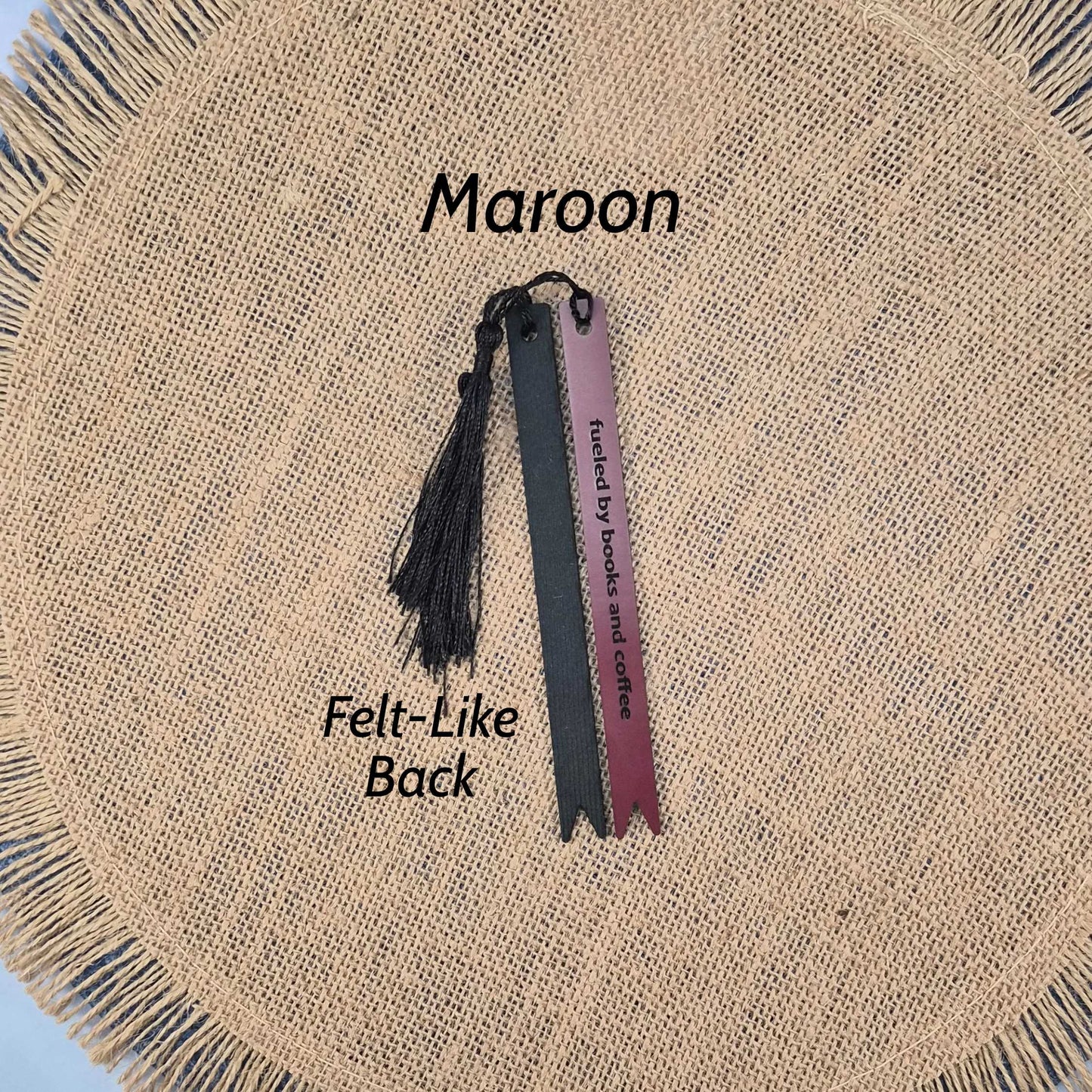Fueled by Books and Coffee Funny Leatherette Skinny Bookmark with Tassel