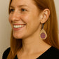 Lotus Flower Maple Wood Veneer & Pink Leatherette Earrings