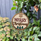 Merry Christmas Round Wood Ornament
