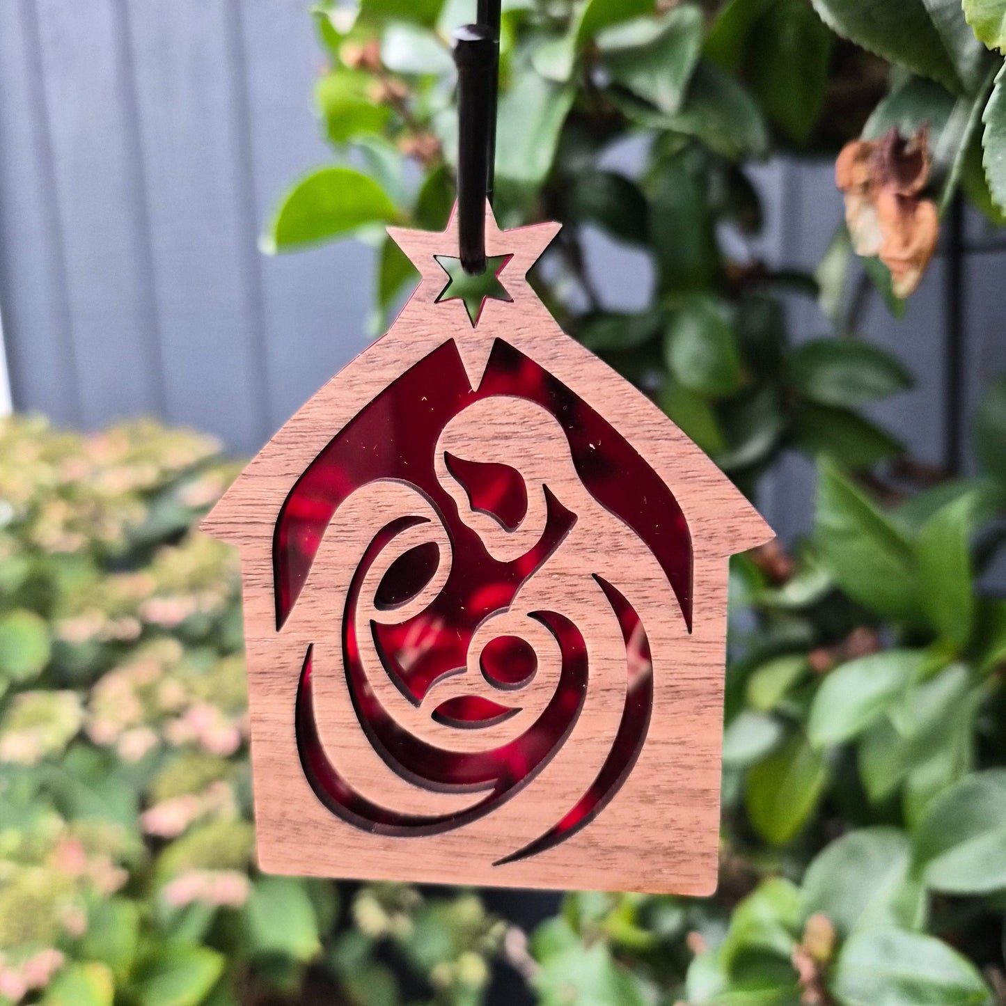 Nativity Scene Short Christmas Tree Ornament