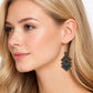 Geometric Walnut Wood Veneer & Blue Leatherette Earrings - 3 styles