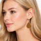 Geometric Wood Veneer & Brown Leatherette Earrings - Circle Design