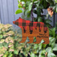 Bear Ornament - Black / Red Buffalo Plaid Layered Wood