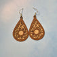 Mandala Dark Brown Leatherette (top) Light Wood Veneer (bottom) Teardrop Earrings