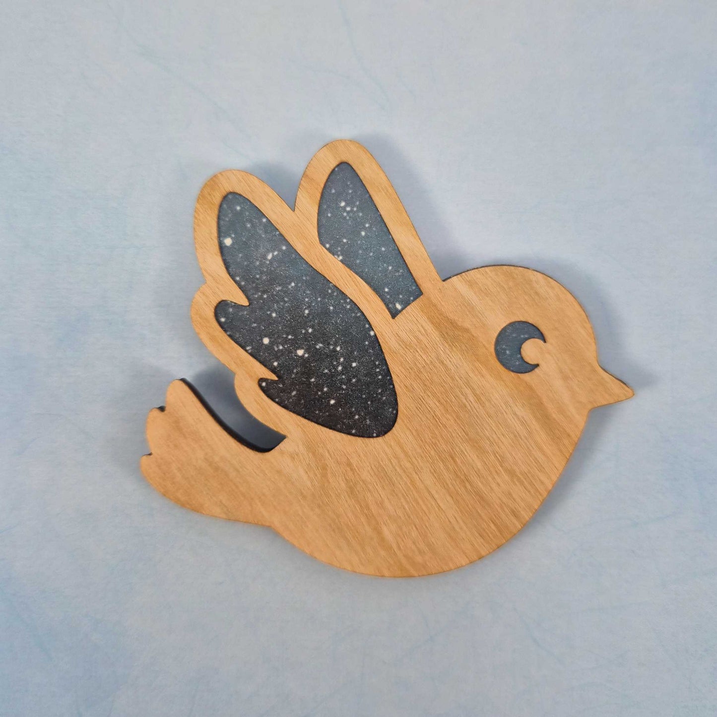 Night Bird Wood and Veneer Layered Refrigerator Magnet