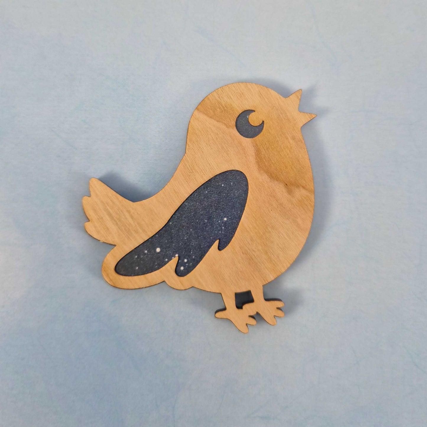 Night Bird Wood and Veneer Layered Refrigerator Magnet