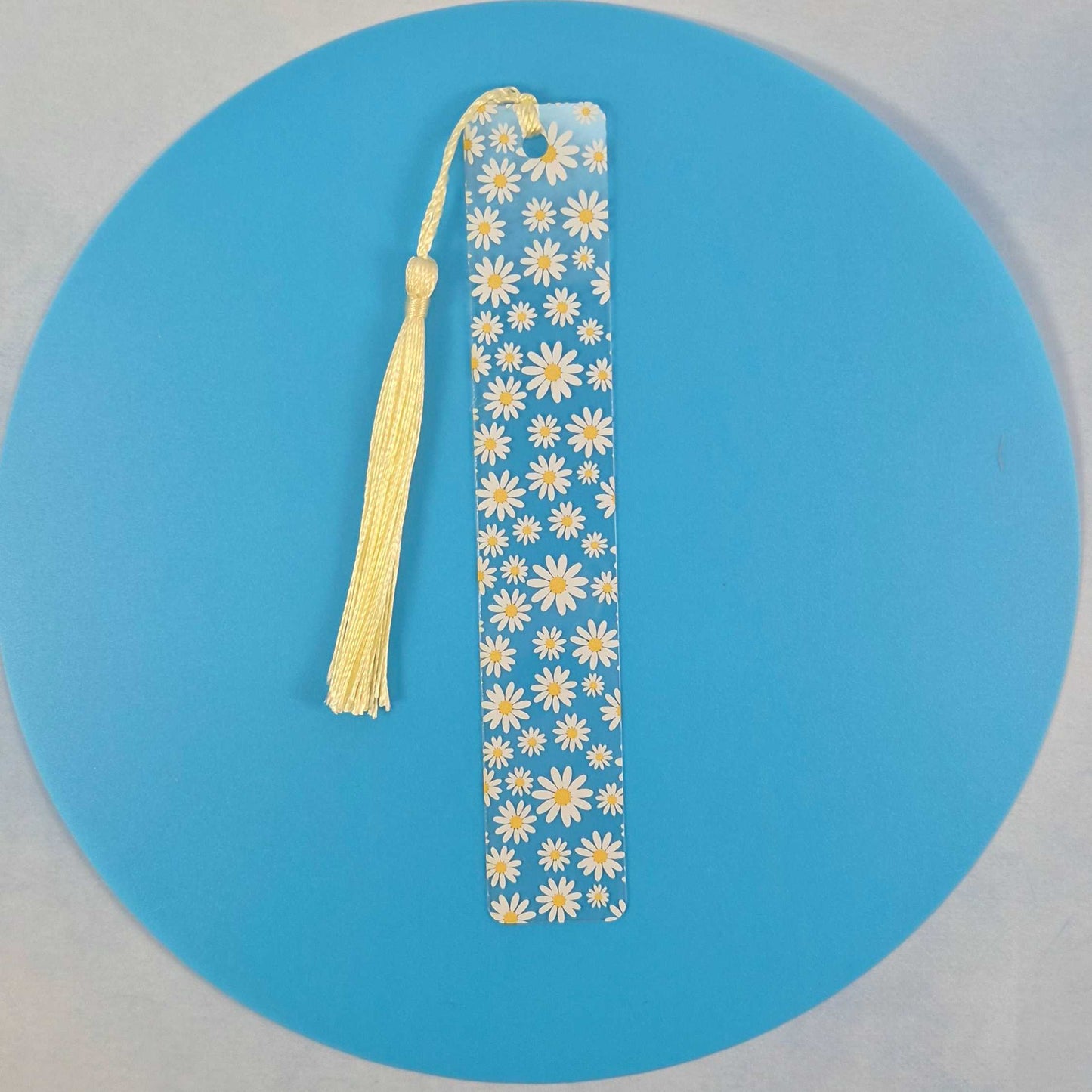 Daisy Clear Flex Bookmark with Tassel Yellow and White
