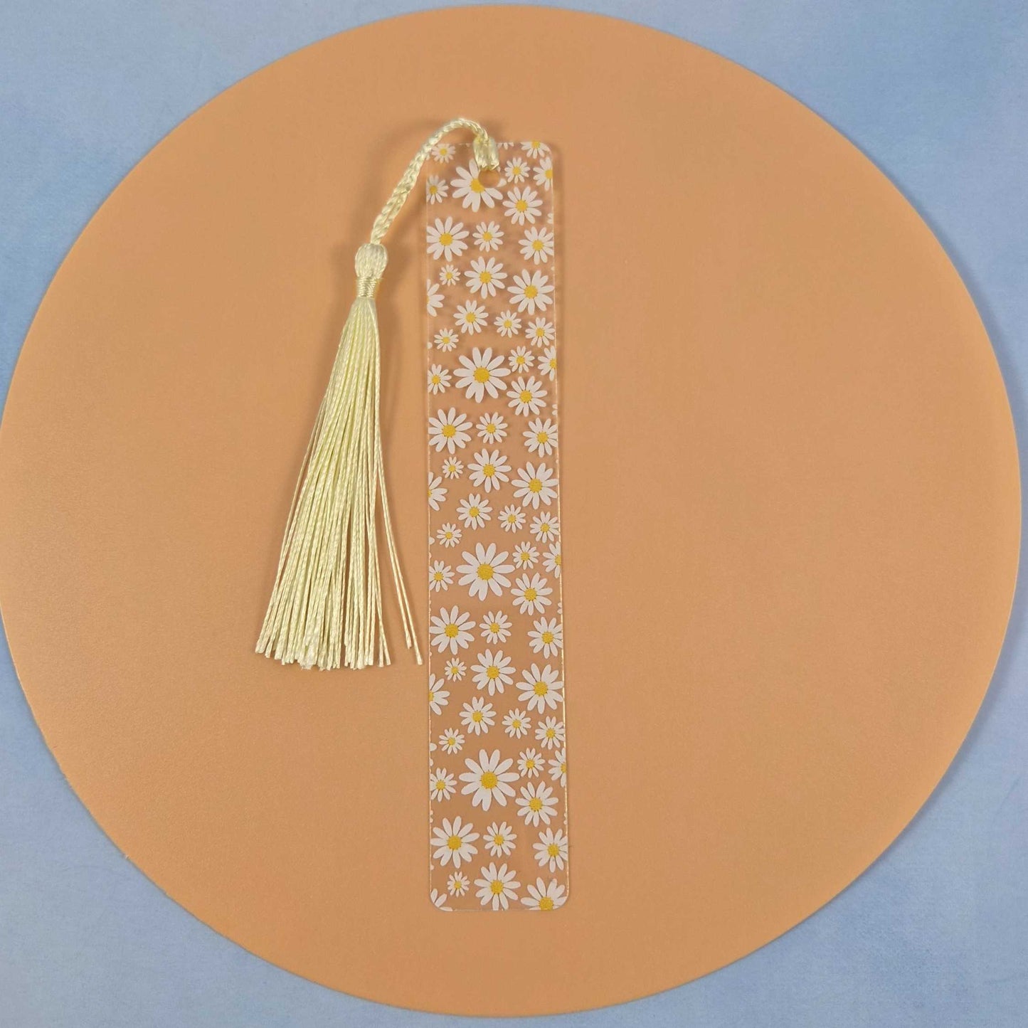 Daisy Clear Flex Bookmark with Tassel Yellow and White