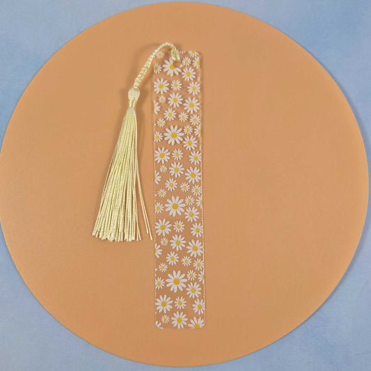 Daisy Clear Flex Bookmark with Tassel Yellow and White