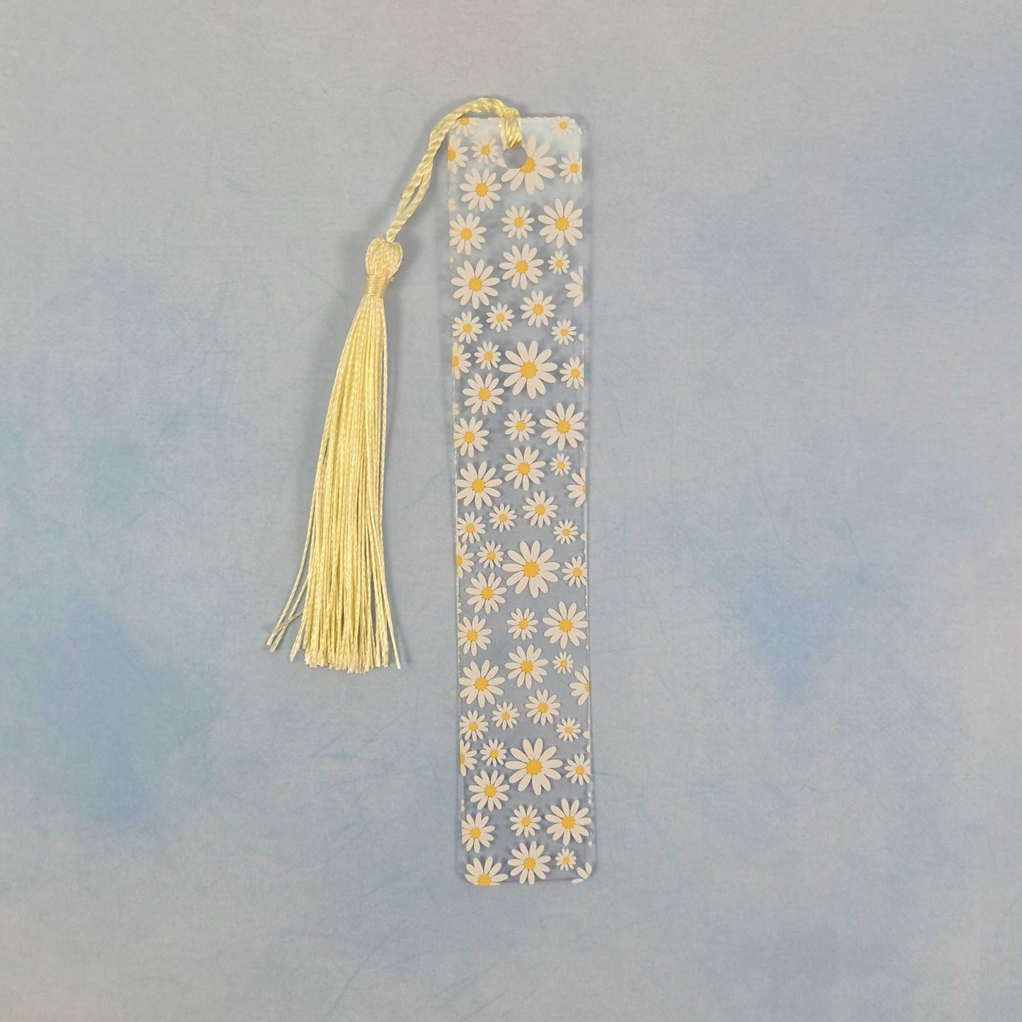 Daisy Clear Flex Bookmark with Tassel Yellow and White