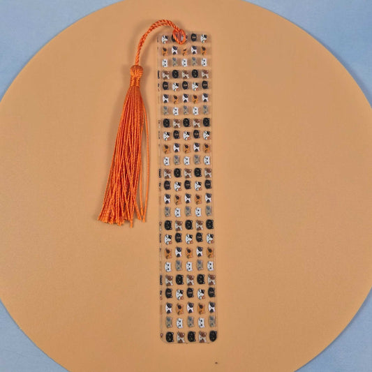 Cat Head Clear Flex Bookmark - Multicolored Scattered Design