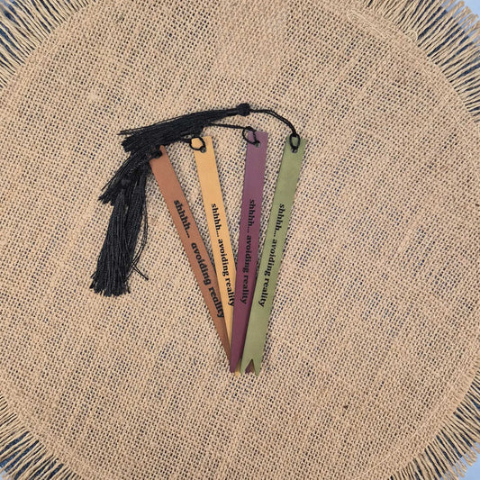 Shhh... Avoiding Reality Funny Leatherette Skinny Bookmark with Tassel
