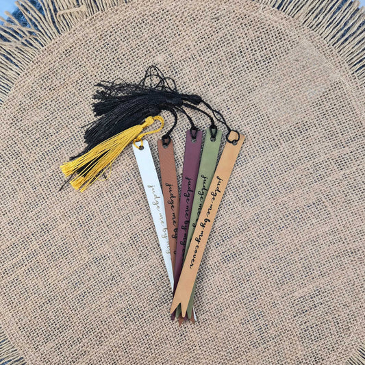 Judge me by my Cover Funny Leatherette Skinny Bookmark with Tassel