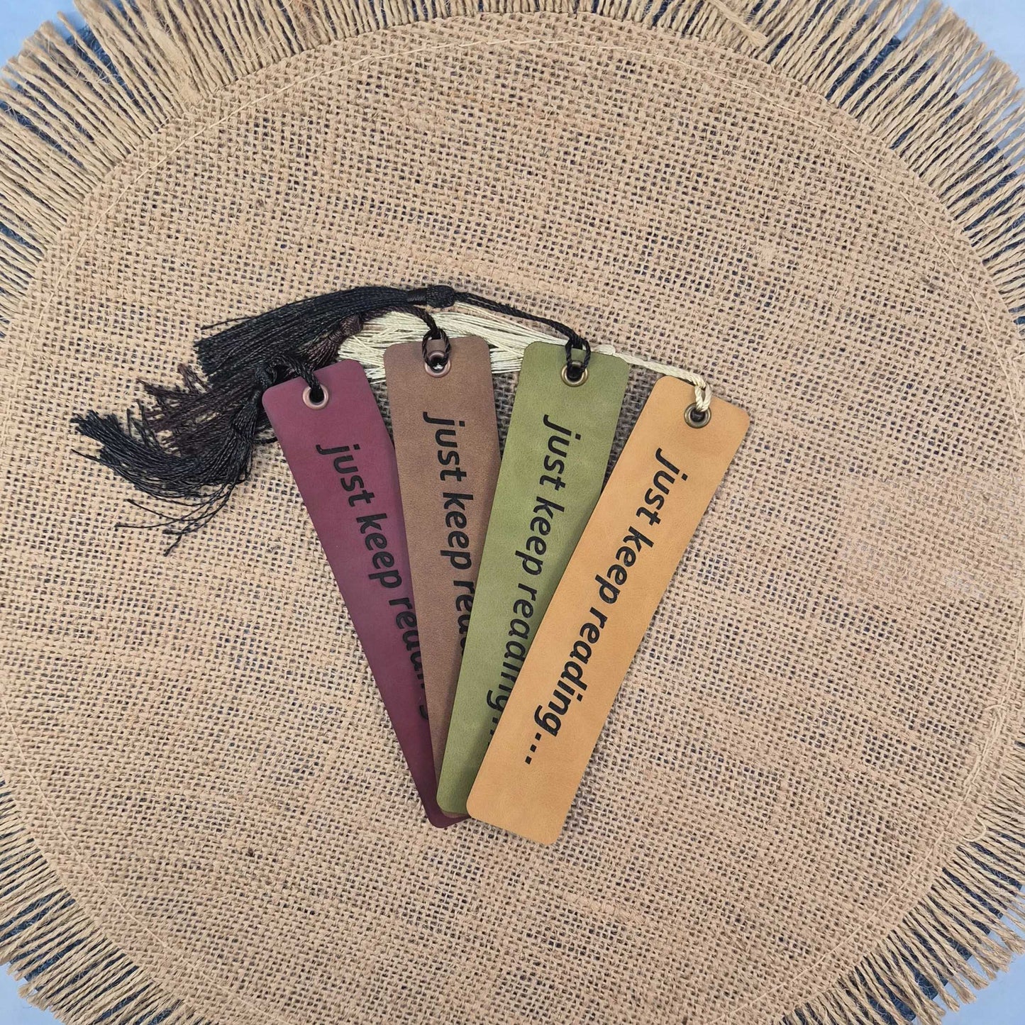 Just Keep Reading Funny Leatherette Bookmark with Tassel