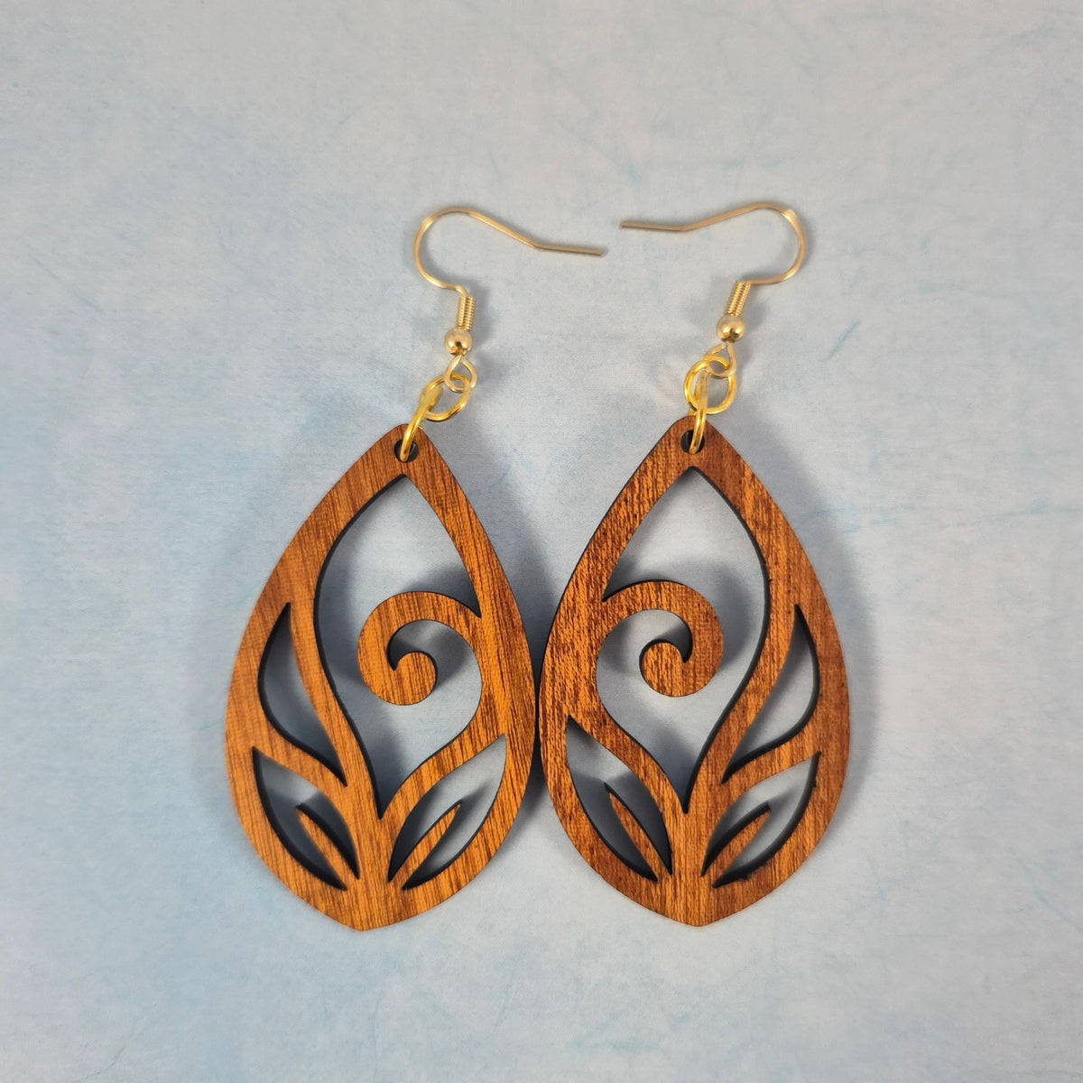 Geometric Wood Dangle Earrings