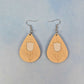 Tulip Flower Maple Wood Veneer & White Leatherette Earrings