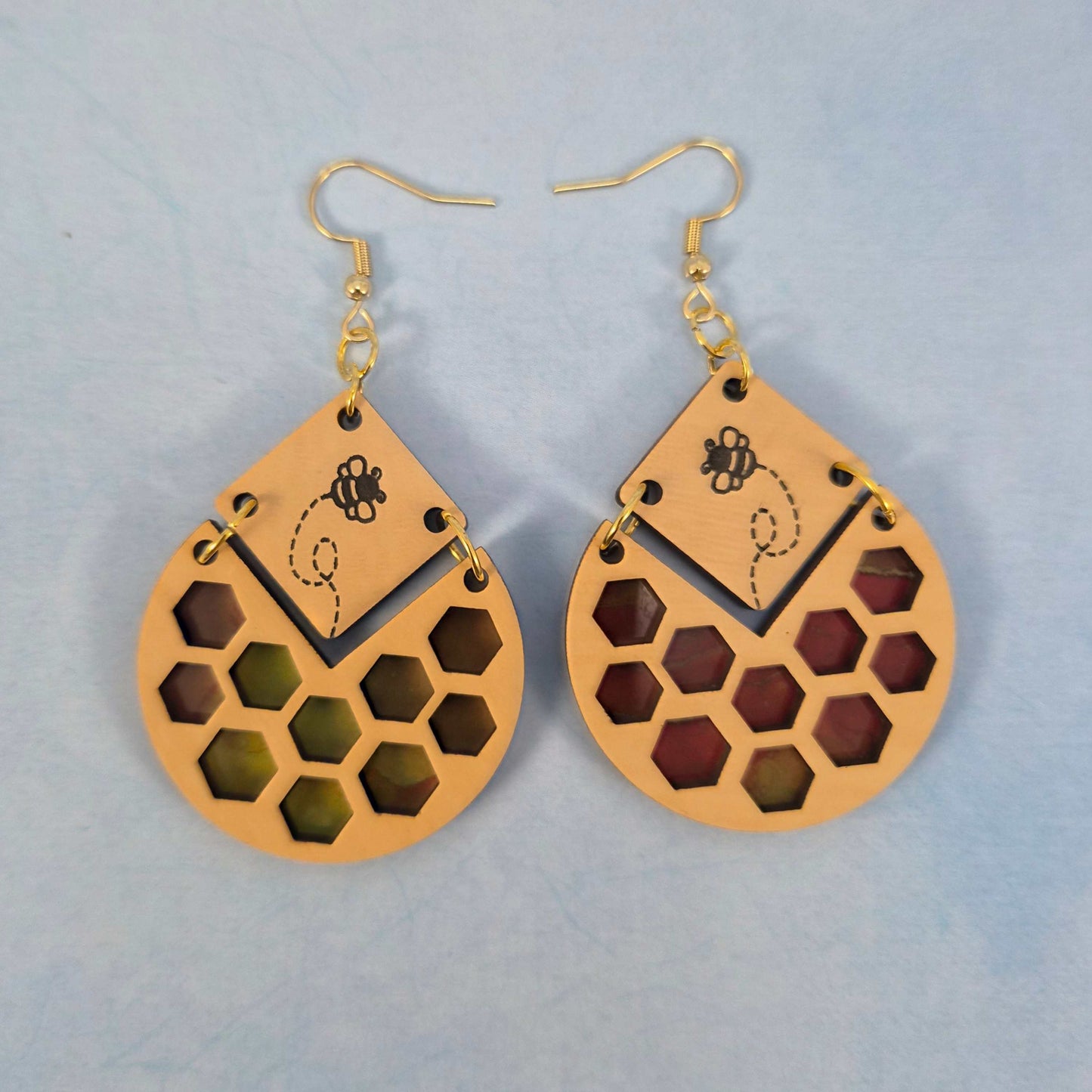 Bee and Honeycomb Dangle Earrings
