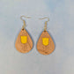 Tulip Flower Cherry Wood Veneer & Yellow Leatherette Earrings