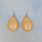 Lotus Flower Maple Wood Veneer & White Leatherette Earrings