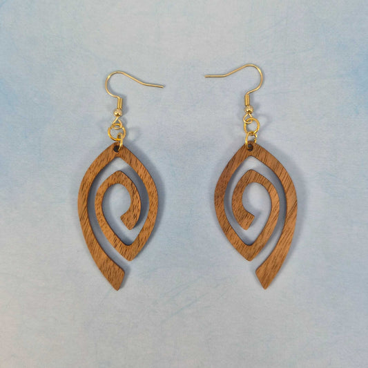 Geometric Design Lightweight Wood Earring