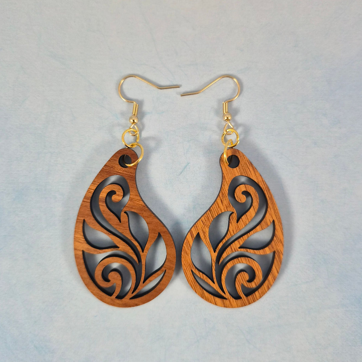 Geometric Wood Dangle Earrings